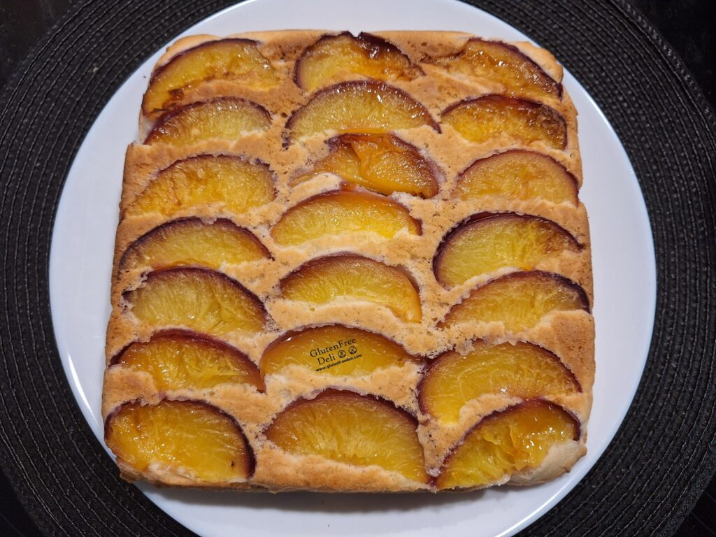 обърнат сладкиш с нектарини без глутен без яйца веган nectarine upside-down cake gluten-free egg-free vegan
